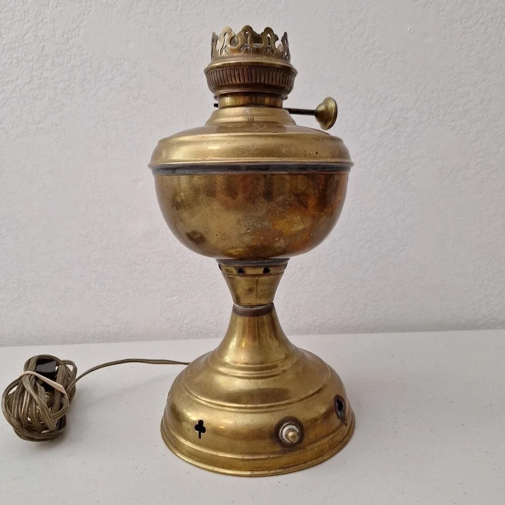 Vintage Otto Muller 1880 Russian Kerosene Oil Lamp - Brass Antique Miracle Lamp